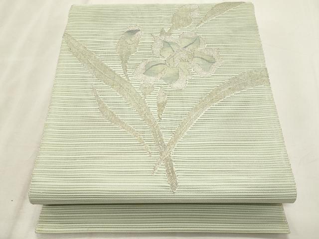 平和屋着物＊夏物　八寸名古屋帯　絽綴れ　枝花文　銀糸　正絹　逸品　CABL7580fb