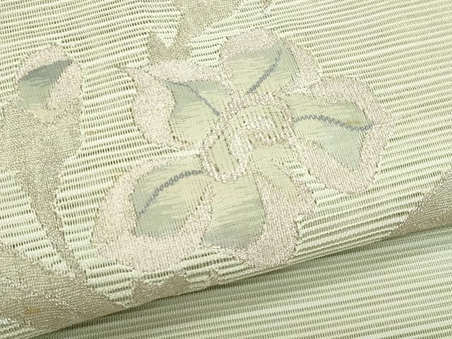 平和屋着物＊夏物　八寸名古屋帯　絽綴れ　枝花文　銀糸　正絹　逸品　CABL7580fb