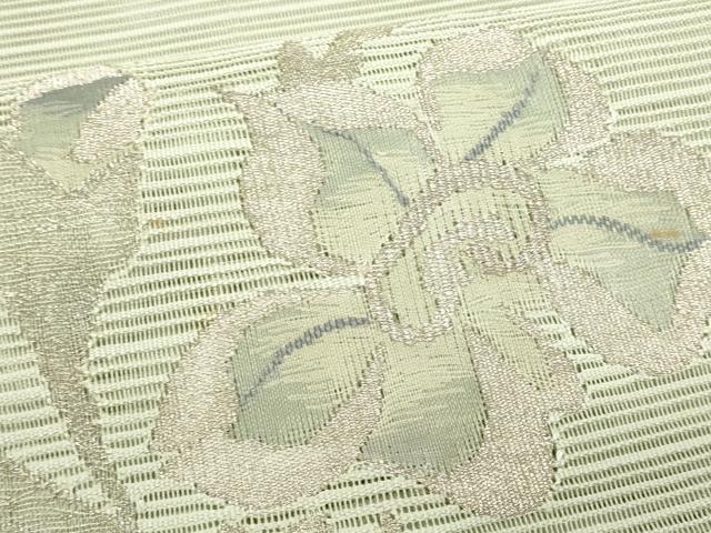 平和屋着物＊夏物　八寸名古屋帯　絽綴れ　枝花文　銀糸　正絹　逸品　CABL7580fb