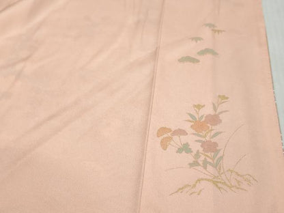 平和屋着物●訪問着　地紙重ね草花文　暈し染め　金彩　ロング丈　正絹　逸品　DABI9882ud