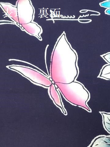平和屋着物∴夏物　ギラロッシュ　Guy Laroche　浴衣　反物　着尺　注染　花蝶間道　綿　逸品　未使用　DABJ4846zy