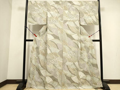平和屋着物▽上質な小紋　単衣　舞花文　正絹　逸品　DABK1001cd