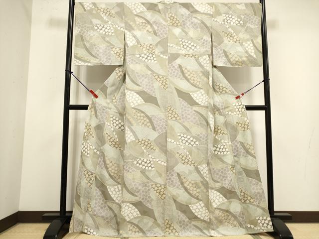 平和屋着物▽上質な小紋　単衣　舞花文　正絹　逸品　DABK1001cd