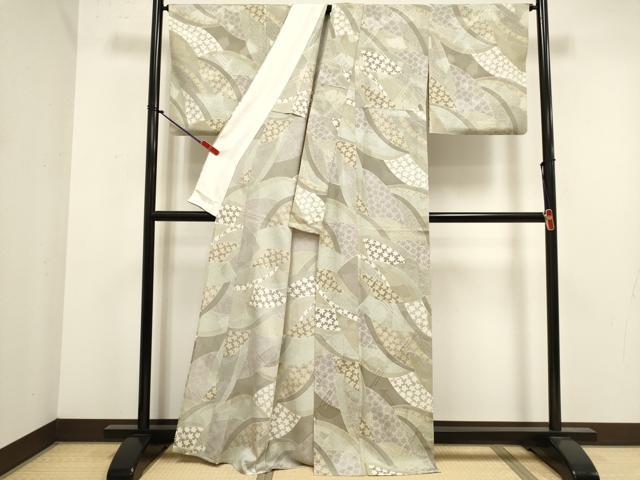 平和屋着物▽上質な小紋　単衣　舞花文　正絹　逸品　DABK1001cd