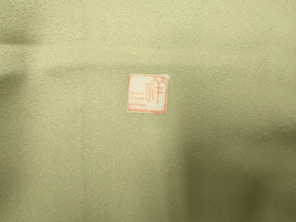 平和屋着物▽訪問着　単衣　作家物　駒刺繍　草花文　金彩　正絹　逸品　DABK1038cd