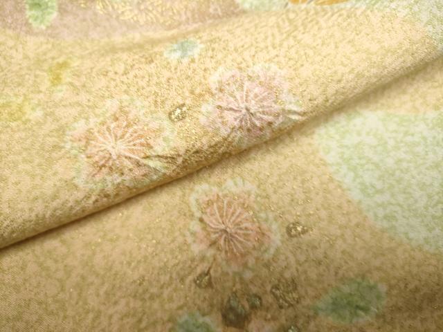 平和屋着物▽訪問着　単衣　駒刺繍　草花文　暈し染め　金彩　ロング丈　正絹　逸品　DABK1033cd