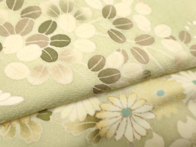 平和屋着物▽訪問着　単衣　作家物　駒刺繍　草花文　金彩　正絹　逸品　DABK1038cd