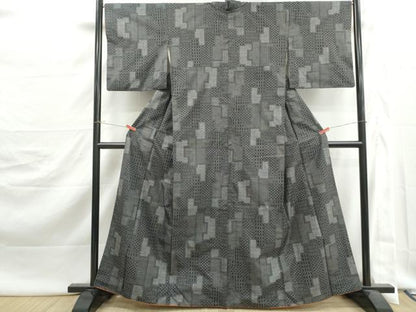 平和屋着物■本場大島紬　7マルキ　幾何学文　正絹　逸品　DABJ5459qa