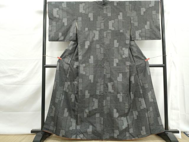 平和屋着物■本場大島紬　7マルキ　幾何学文　正絹　逸品　DABJ5459qa
