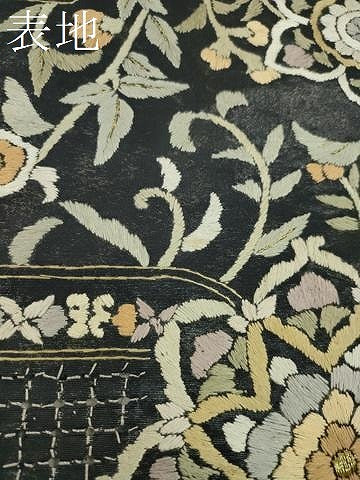 平和屋着物●極上　中国三大刺繍　スワトウ刺繍　総刺繍　六通柄　袋帯　反物　エ霞正倉院花文　金糸　上代６８万　裏地付　逸品　未使用CABL2650ju