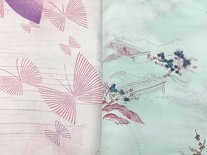平和屋着物■夏物 小紋 絽 紗 洗える着物 まとめて20点 鶴 蝶 風景 花柄 暈し染め 着用可能多数 mmm1429