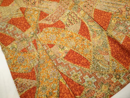 平和屋着物■上質な小紋　紬地　絵巻更紗花文　やまと誂製　正絹　逸品　DABK3009qa