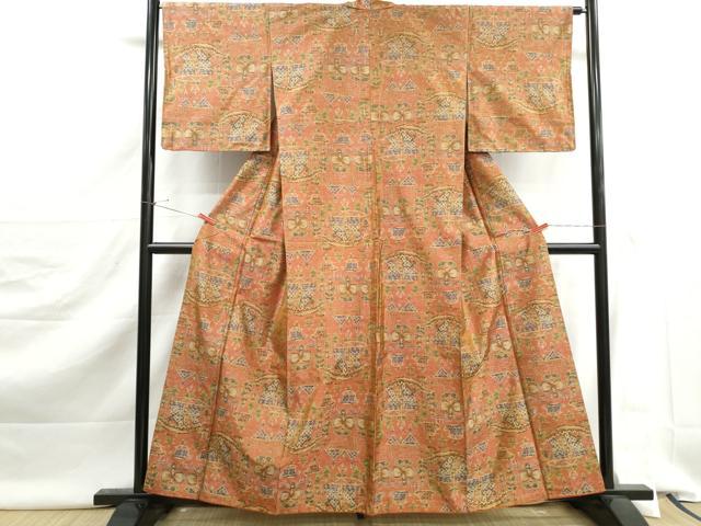 平和屋着物■本場大島紬　抽象花文　舟　正絹　逸品　DABJ5492qa
