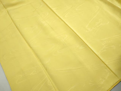 平和屋着物■上質な色無地　流水地紋　黄支子色　正絹　逸品　DABJ5486qa