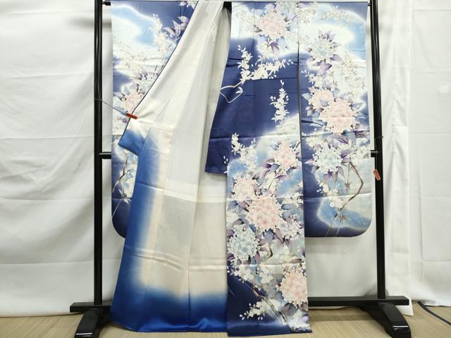 平和屋着物●豪華振袖　枝桜花文　暈し染め　銀彩　正絹　逸品　DABJ5489qa