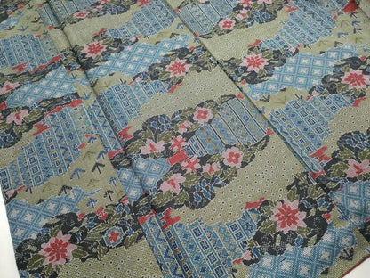 平和屋着物■本場大島紬　7マルキ　雲取り花文　正絹　逸品　DABJ5498qa