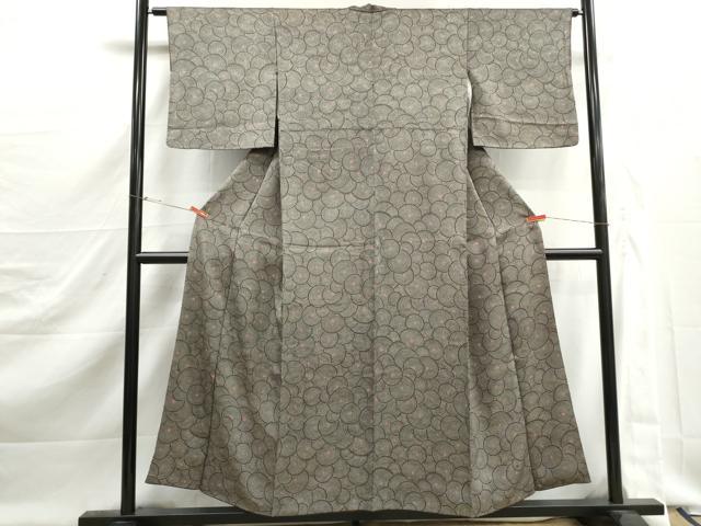 平和屋着物■上質な小紋　丸文　黒地　正絹　逸品　DABJ5493qa