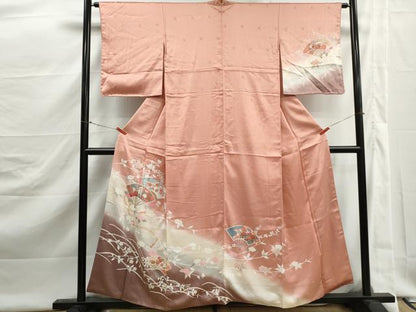 平和屋着物■訪問着　扇面御所車花文　暈し染め　金彩　正絹　逸品　DABJ5506qa