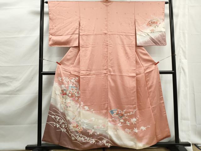 平和屋着物■訪問着　扇面御所車花文　暈し染め　金彩　正絹　逸品　DABJ5506qa