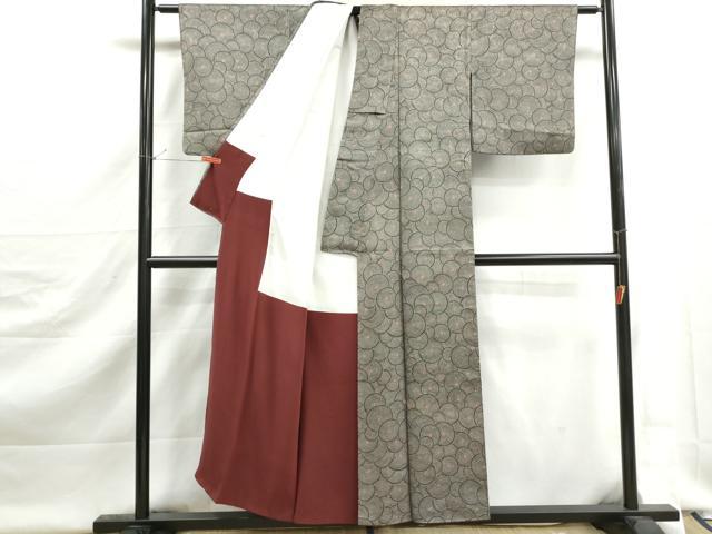平和屋着物■上質な小紋　丸文　黒地　正絹　逸品　DABJ5493qa