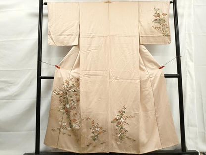 平和屋着物■訪問着　扇面草花文　暈し染め　金彩　正絹　逸品　DABJ5508qa