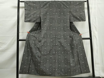 平和屋着物■本場村山大島紬　花菱文　正絹　逸品　DABJ5494qa