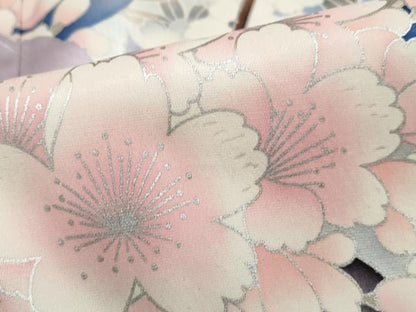 平和屋着物●豪華振袖　枝桜花文　暈し染め　銀彩　正絹　逸品　DABJ5489qa