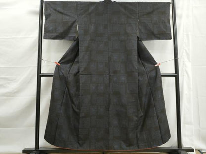 平和屋着物■本場大島紬　幾何学花文　正絹　逸品　DABJ5496qa