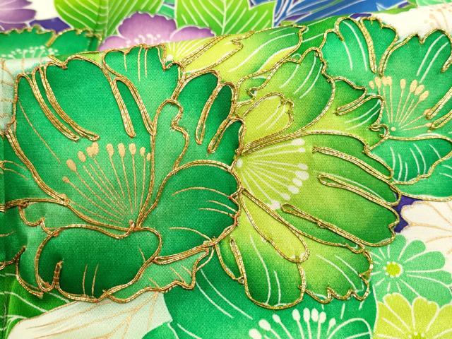 平和屋着物■訪問着　駒刺繍　草花文　暈し染め　金彩　正絹　逸品　DABJ5487qa