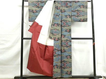 平和屋着物■本場大島紬　7マルキ　雲取り花文　正絹　逸品　DABJ5498qa