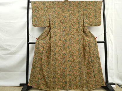 平和屋着物■上質な小紋　更紗花文　正絹　逸品　DABK3013qa