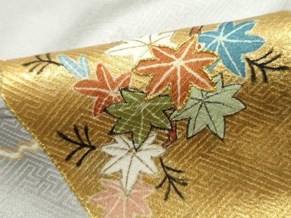 平和屋着物■訪問着　駒刺繍　破れ色紙花文　金彩　正絹　逸品　DABJ5516qa