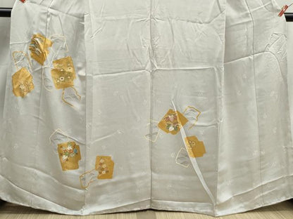 平和屋着物■訪問着　駒刺繍　破れ色紙花文　金彩　正絹　逸品　DABJ5516qa