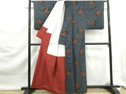 平和屋着物■本場大島紬　7マルキ　雪輪花文　正絹　逸品　DABK3007qa
