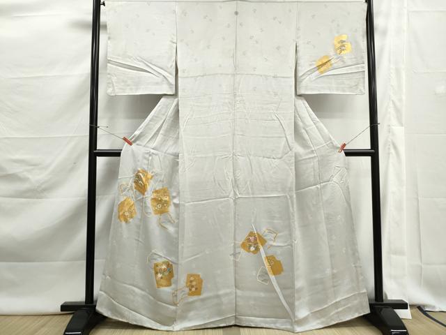 平和屋着物■訪問着　駒刺繍　破れ色紙花文　金彩　正絹　逸品　DABJ5516qa