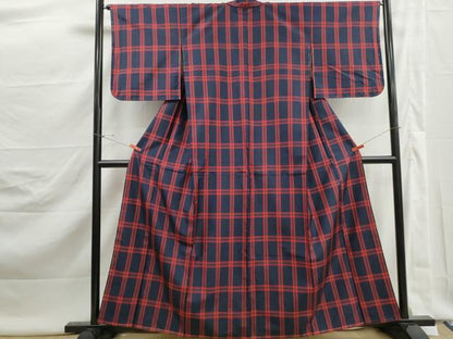 平和屋着物■本場縞大島紬　格子文　正絹　逸品　DABK3002qa