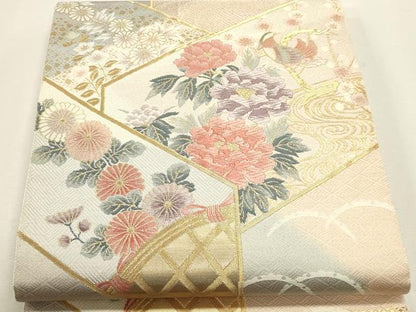 平和屋本店▼六通柄袋帯　唐織　琳派百景　本金箔24Ｋ　正絹　逸品　DABJ6164sf
