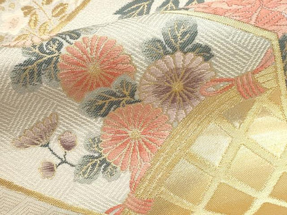 平和屋本店▼六通柄袋帯　唐織　琳派百景　本金箔24Ｋ　正絹　逸品　DABJ6164sf