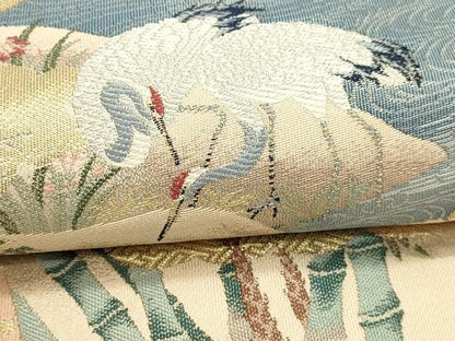 平和屋本店▼六通柄袋帯　四季花鳥図　純金箔　正絹　逸品　DABJ6163sf