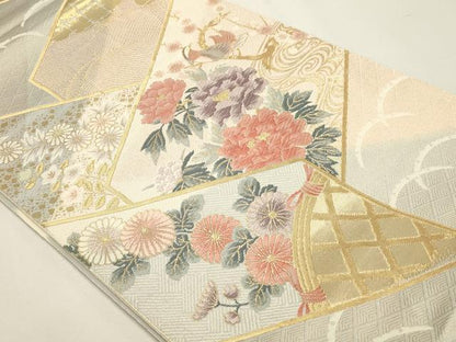 平和屋本店▼六通柄袋帯　唐織　琳派百景　本金箔24Ｋ　正絹　逸品　DABJ6164sf