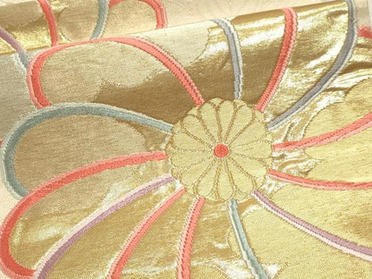 平和屋本店▼六通柄袋帯　唐織　舞花文　本金箔24Ｋ　正絹　逸品　DABJ6160sf