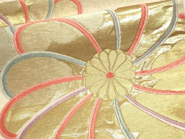 平和屋本店▼六通柄袋帯　唐織　舞花文　本金箔24Ｋ　正絹　逸品　DABJ6160sf