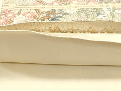 平和屋本店▼六通柄袋帯　唐織　九百錦　遠山花暦　本金箔　正絹　逸品　DABJ6165sf