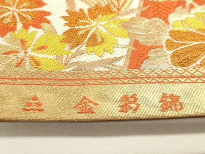 平和屋着物▼六通柄京　本袋帯　唐織　七宝花文　金彩錦　正絹　逸品　DABJ6222sf