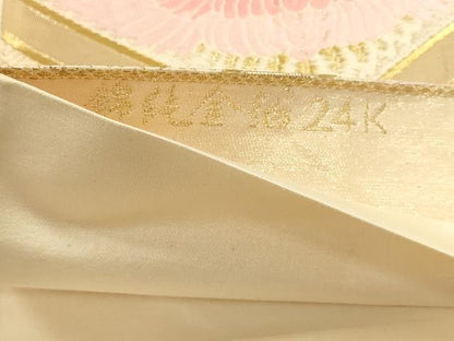 平和屋本店▼六通柄袋帯　唐織　双鶴菱文　錦純金箔24Ｋ　正絹　逸品　DABJ6207sf