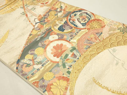 平和屋本店六通柄袋帯　唐織　九百錦　丸紋立波小袖　本金箔　正絹　逸品　DABJ6189sf