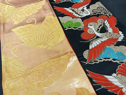平和屋本店■子供帯 まとめて 35点  向かい鶴 蝶 花柄 七宝 金銀糸 など 着用可能多数 未使用品あり mmm1456