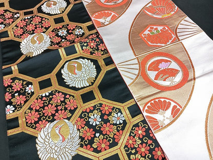 平和屋本店■子供帯 まとめて 35点  向かい鶴 蝶 花柄 七宝 金銀糸 など 着用可能多数 未使用品あり mmm1456