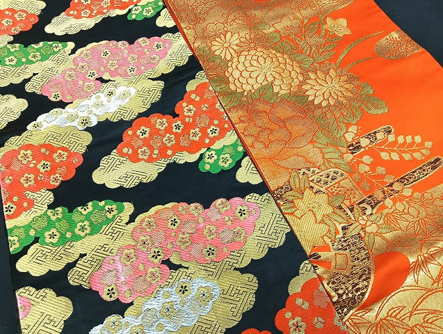 平和屋着物■子供帯 まとめて 35点 鶴 尾長鳥 松竹梅 花柄 七宝 正倉院 アンティーク 佐賀錦 金銀糸 など 着用可能多数 未使用品有 mmm1453