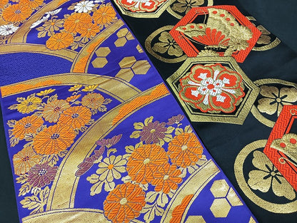 平和屋着物■子供帯 まとめて 35点 向かい鶴 向かい蝶 花柄 七宝 正倉院 金銀糸 など 着用可能多数 未使用品あり mmm1455